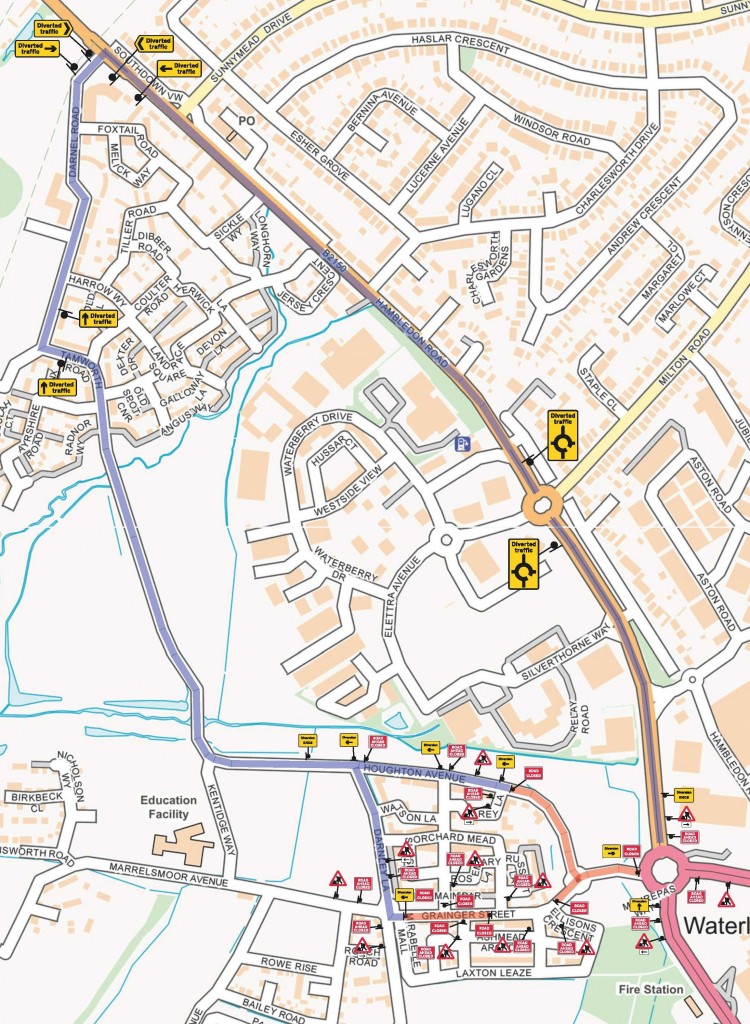 May road works diversion route